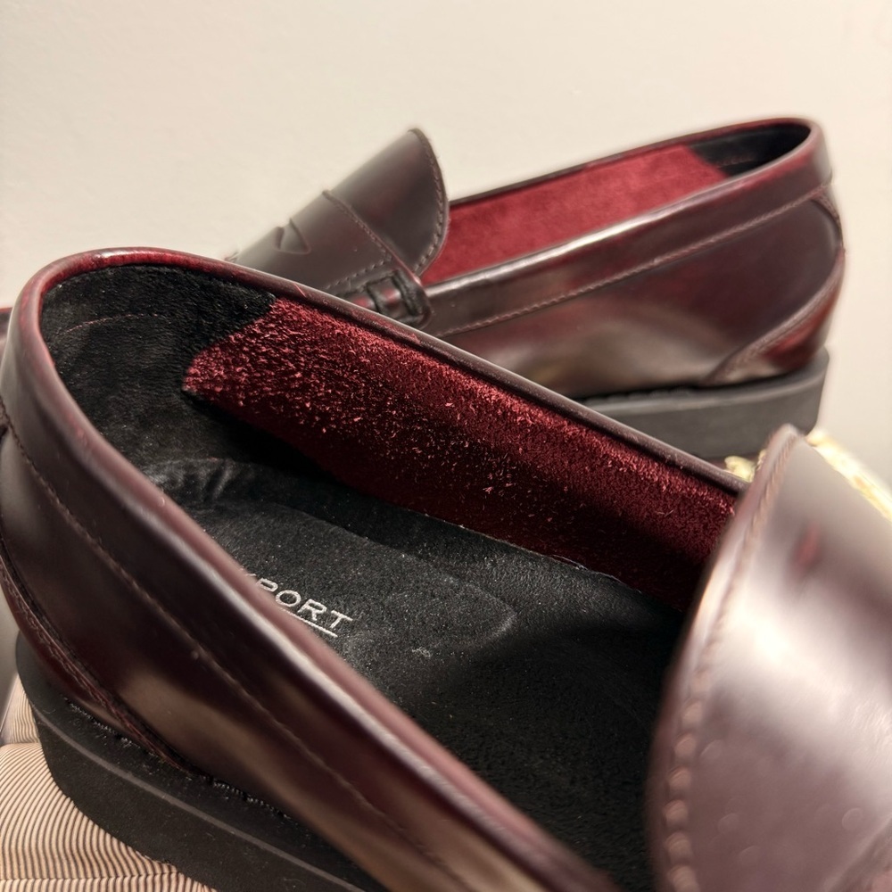 Rockport Size 9.5 Men’s Classic Burgundy Leather Loafers - Picture 7 of 15
